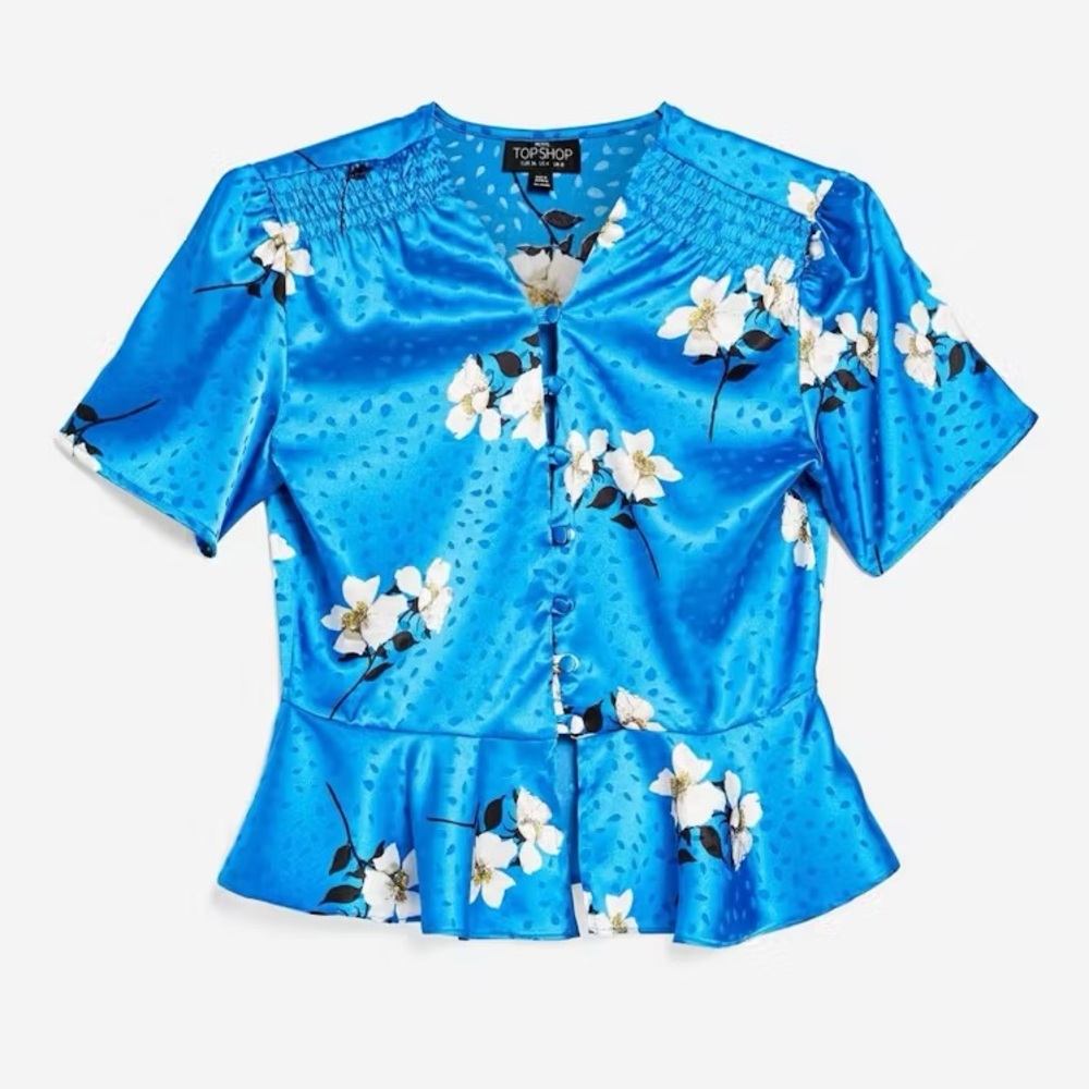 Topshop Vibrant Blue Floral Blouse